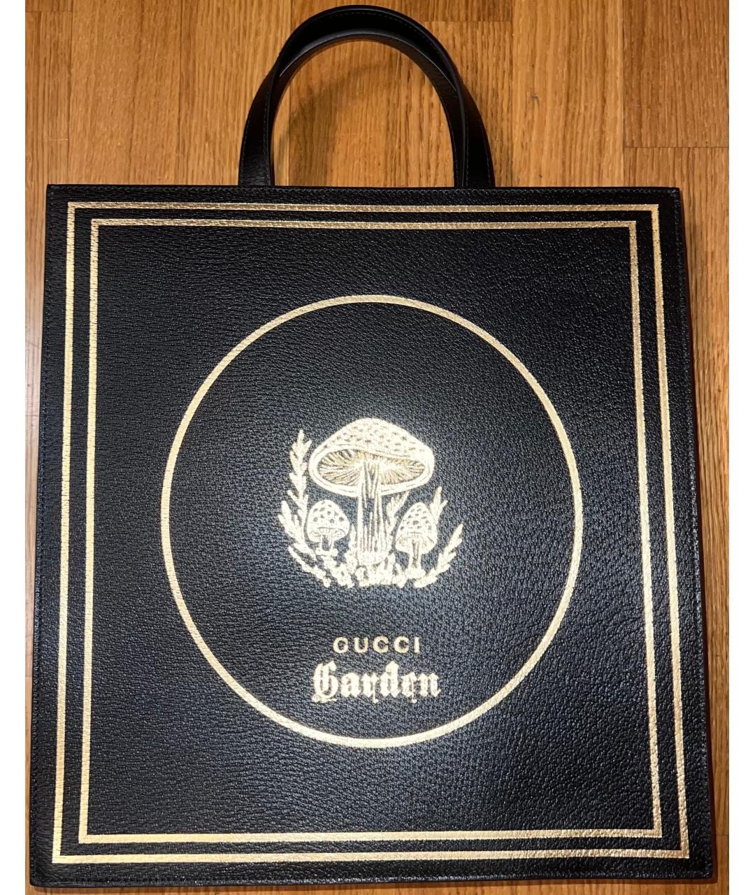 GUCCI Черная кожаная сумка тоут, фото 2