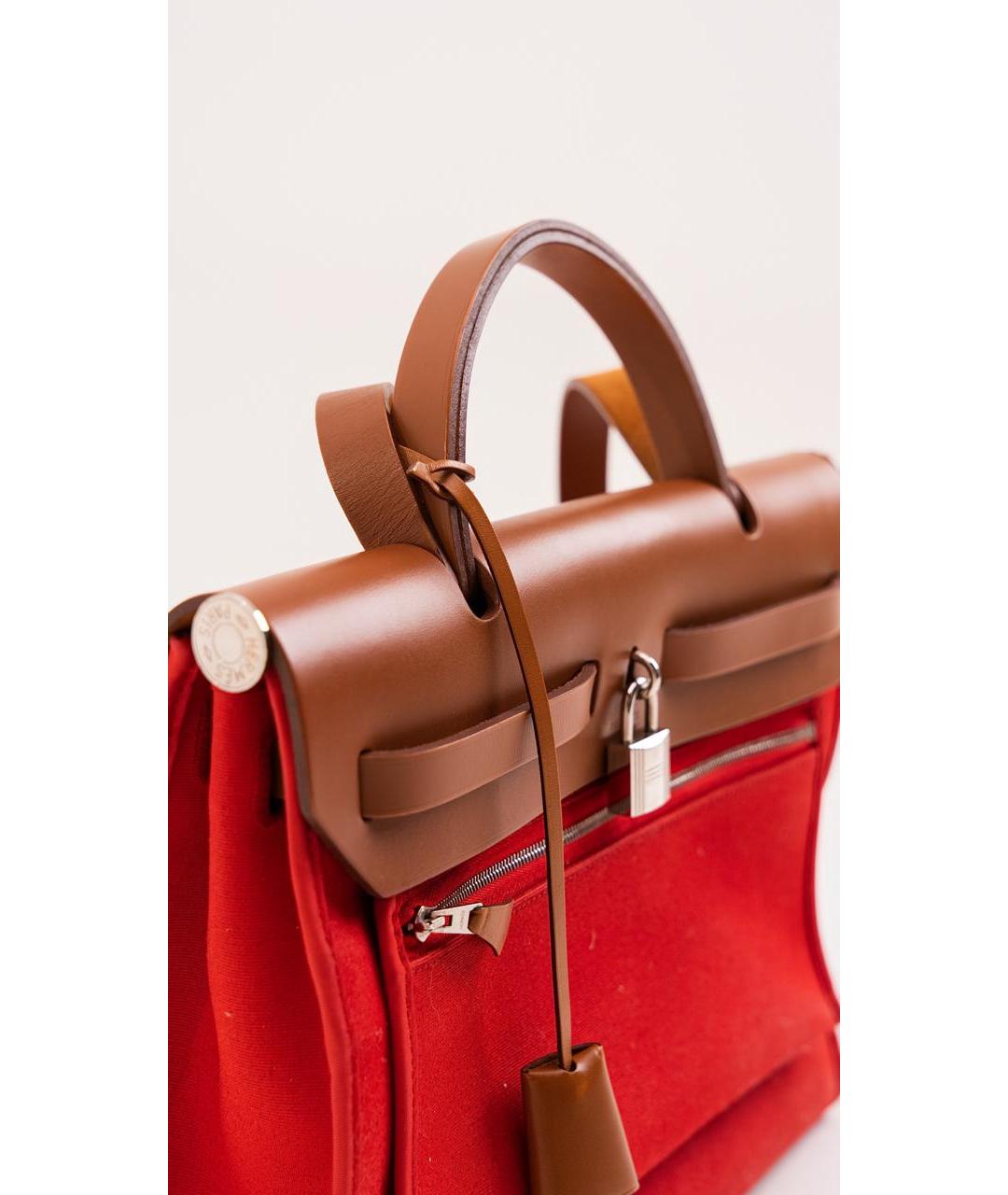 HERMES Оранжевая сумка через плечо из канвы, фото 5