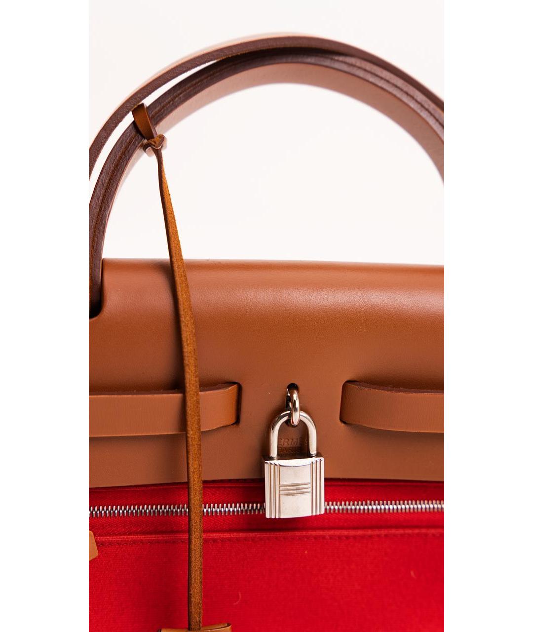 HERMES Оранжевая сумка через плечо из канвы, фото 3