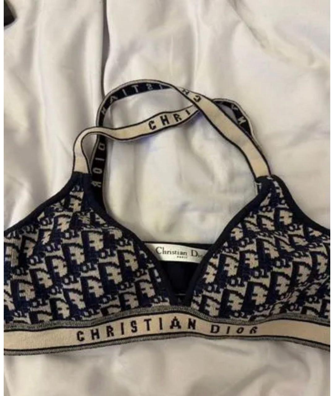 CHRISTIAN DIOR Темно-синяя хлопко-эластановая майка, фото 3