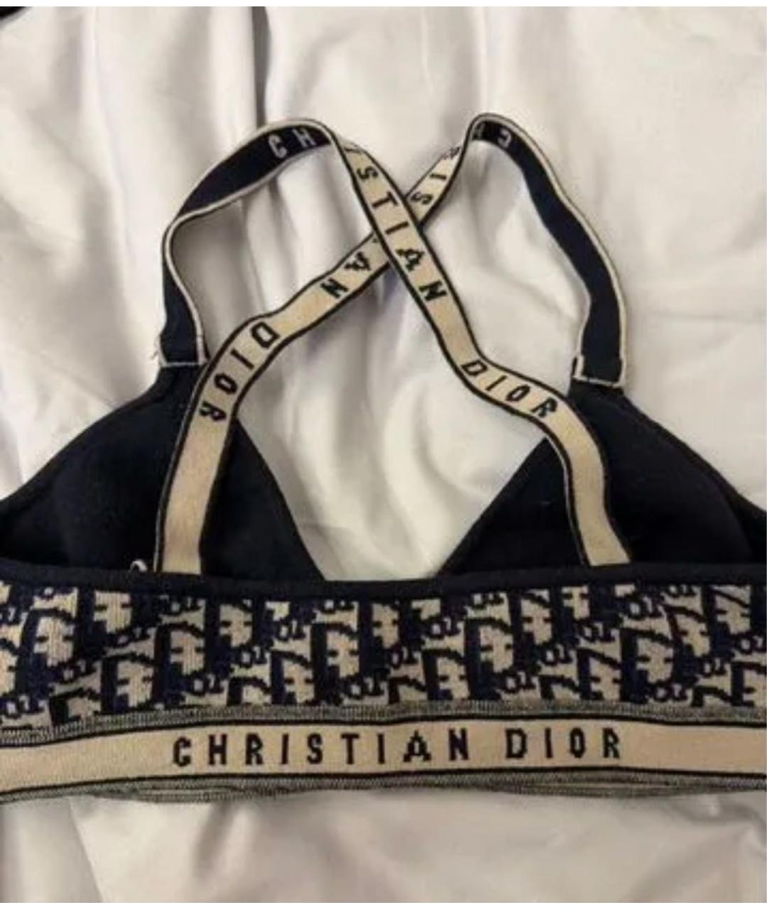 CHRISTIAN DIOR Темно-синяя хлопко-эластановая майка, фото 2
