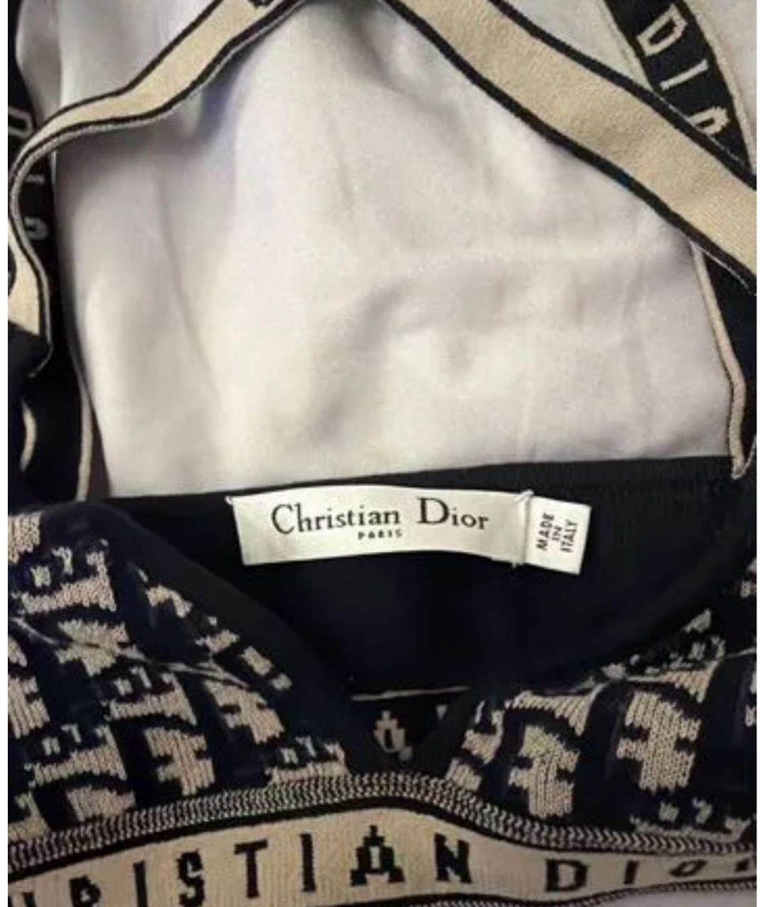 CHRISTIAN DIOR Темно-синяя хлопко-эластановая майка, фото 4
