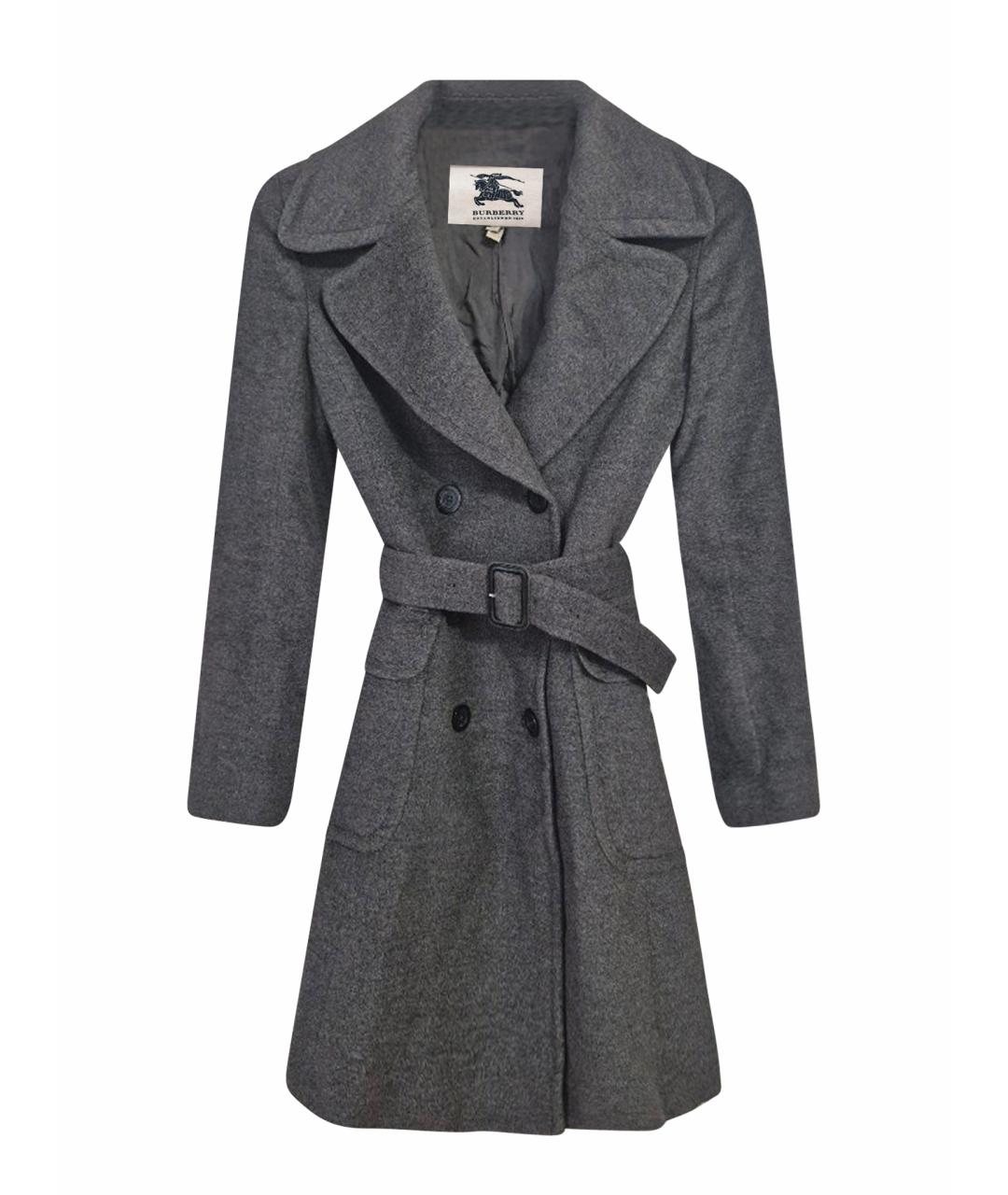BURBERRY Серое шерстяное пальто, фото 1
