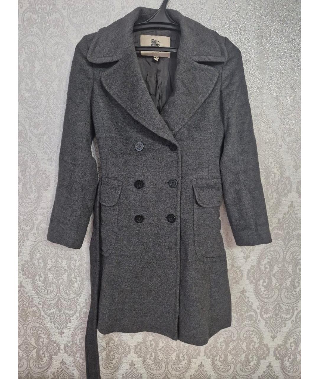BURBERRY Серое шерстяное пальто, фото 3