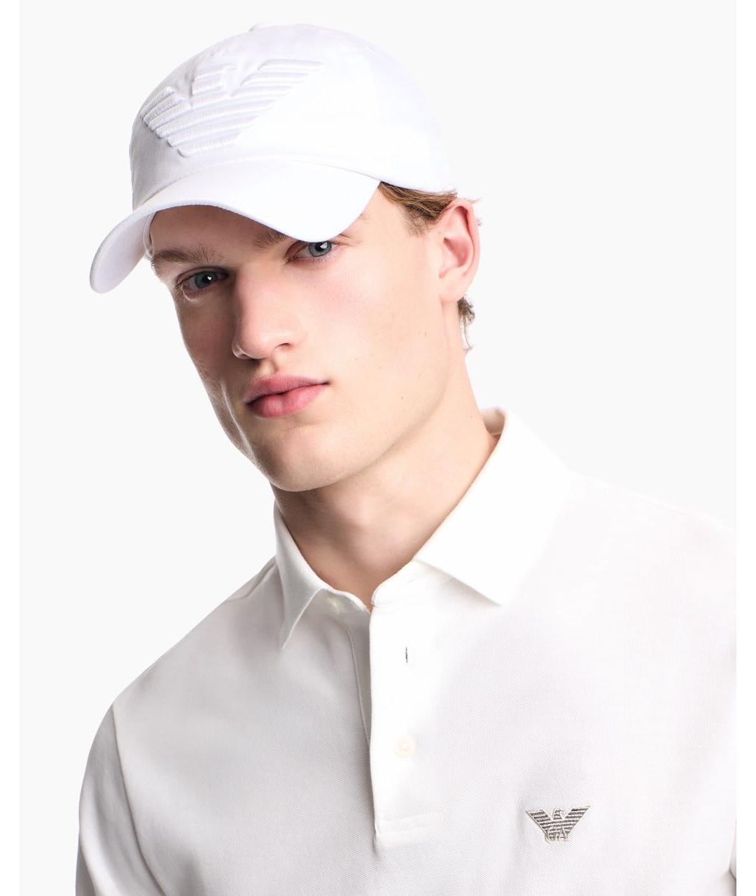EMPORIO ARMANI Белая хлопковая кепка/бейсболка, фото 8