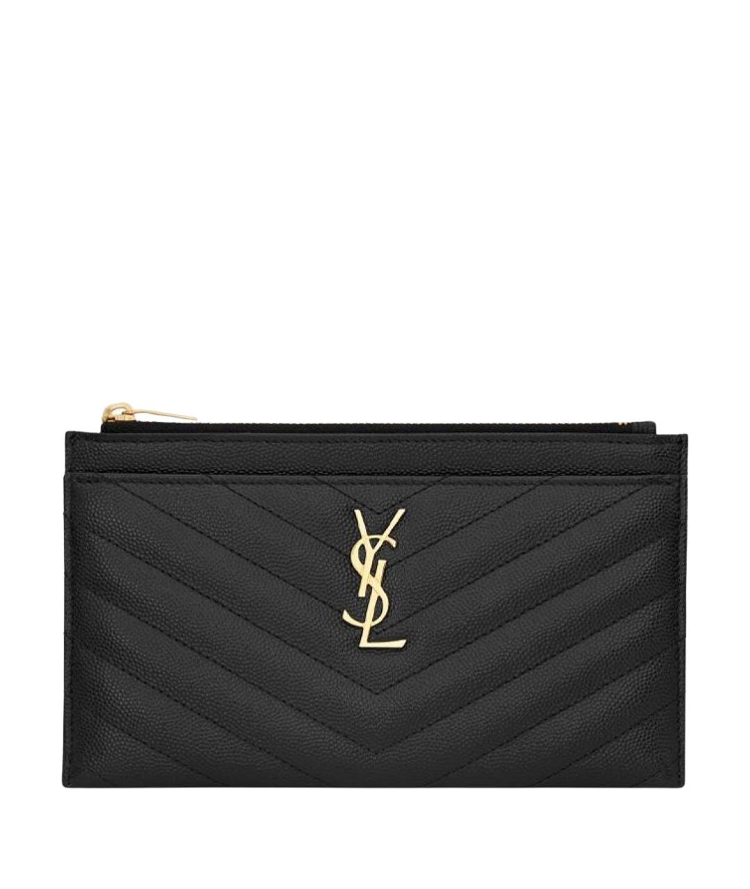 SAINT LAURENT Черный кожаный кошелек, фото 1