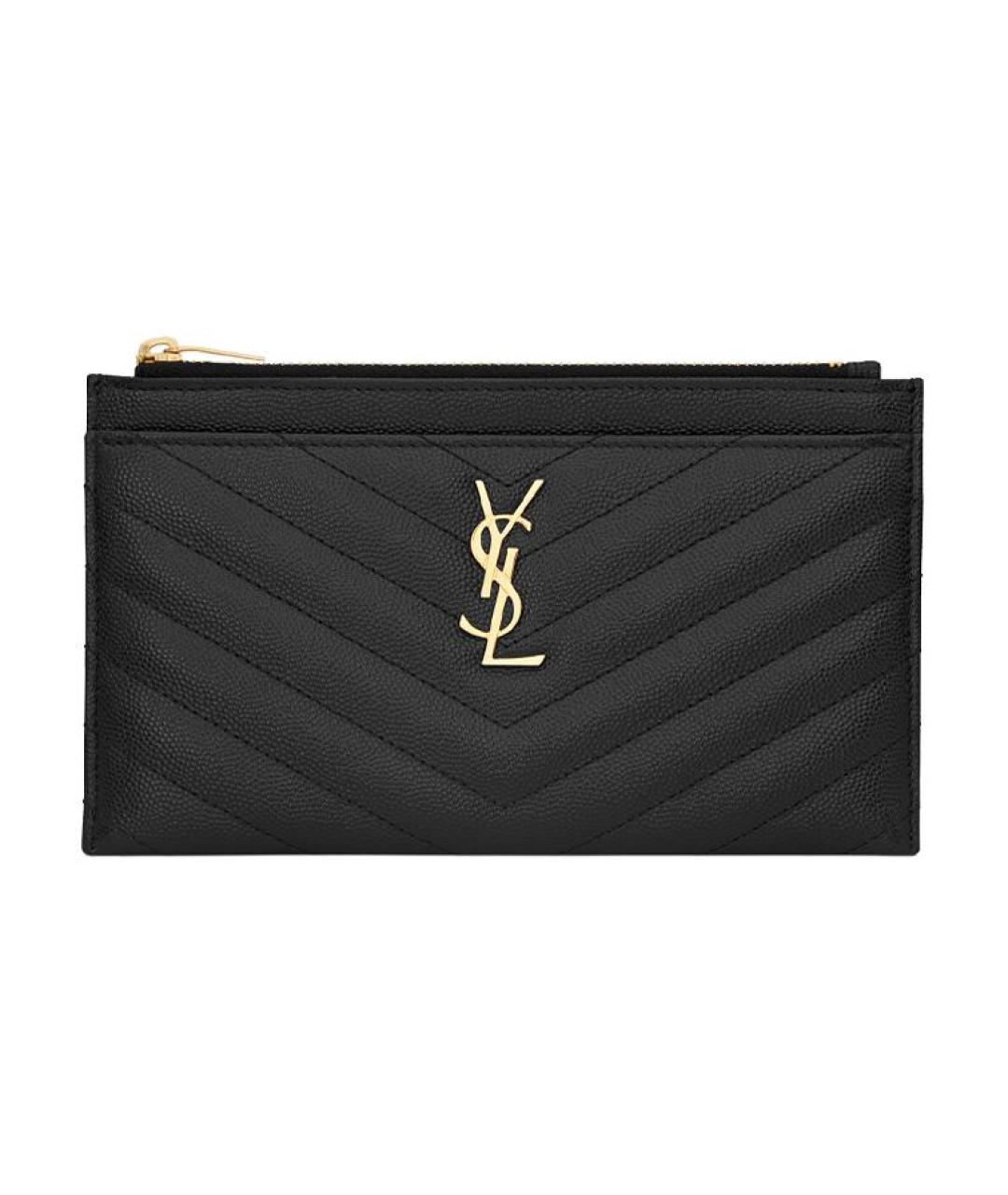 SAINT LAURENT Черный кожаный кошелек, фото 6