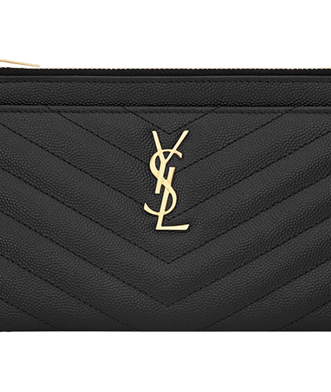 SAINT LAURENT Черный кожаный кошелек, фото 4