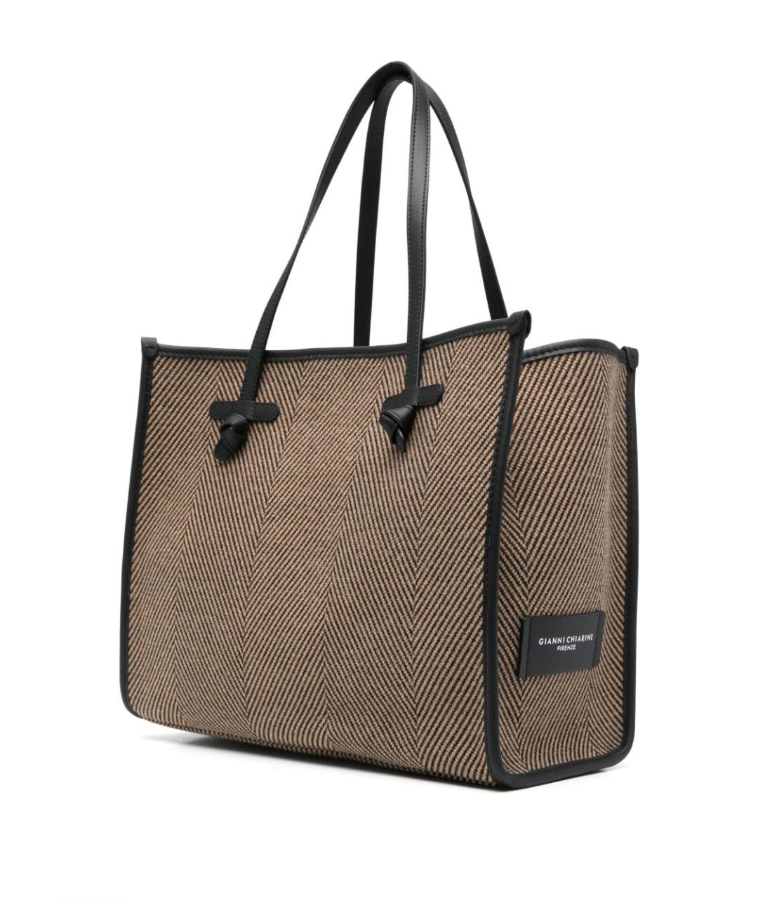 Gianni Chiarini Коричневая тканевая сумка тоут, фото 2