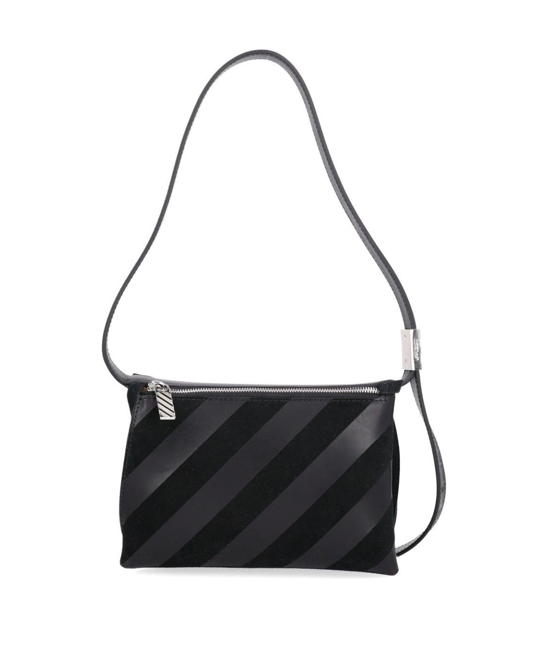 OFF-WHITE Черная кожаная сумка через плечо, фото 3