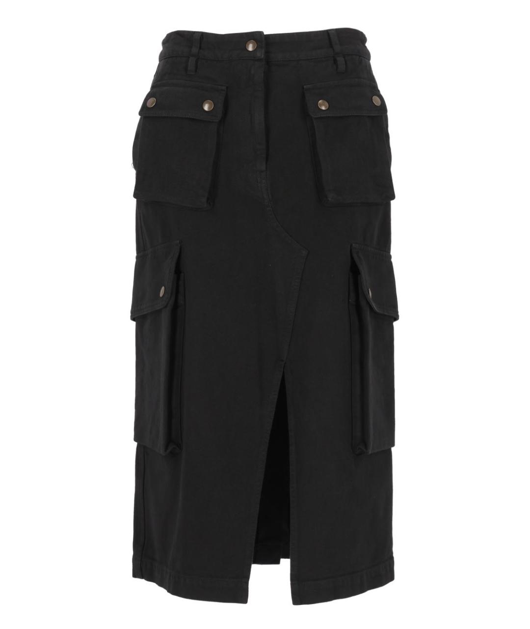 DRIES VAN NOTEN Черная хлопковая юбка миди, фото 1