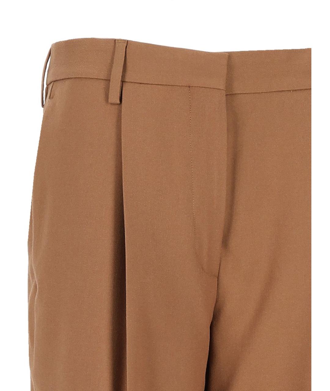 DRIES VAN NOTEN Коричневые шерстяные прямые брюки, фото 3