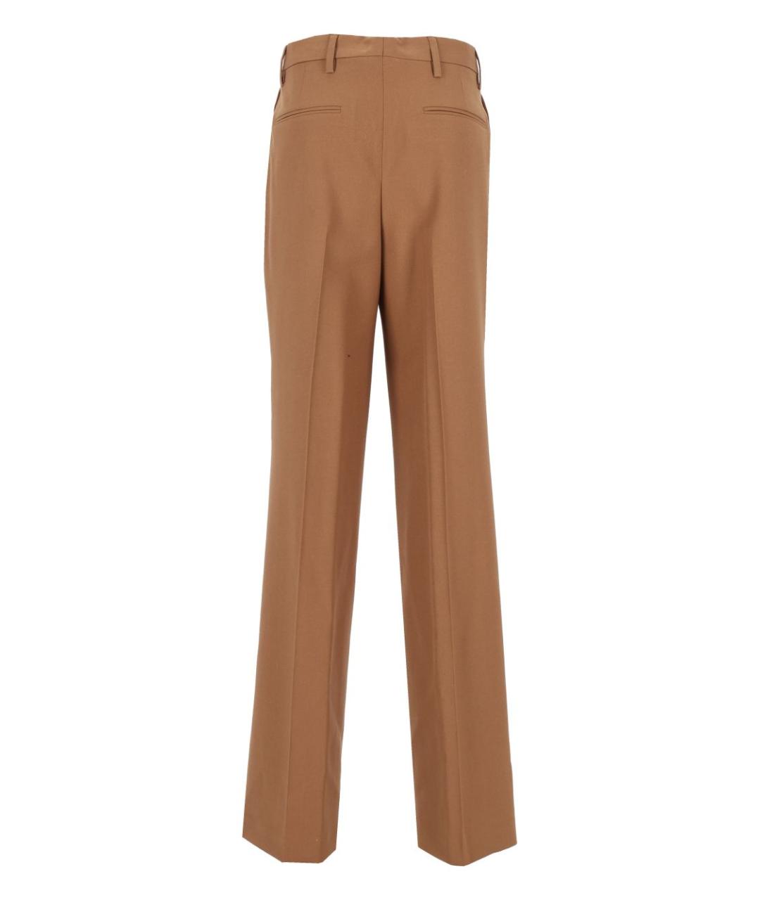 DRIES VAN NOTEN Коричневые шерстяные прямые брюки, фото 2