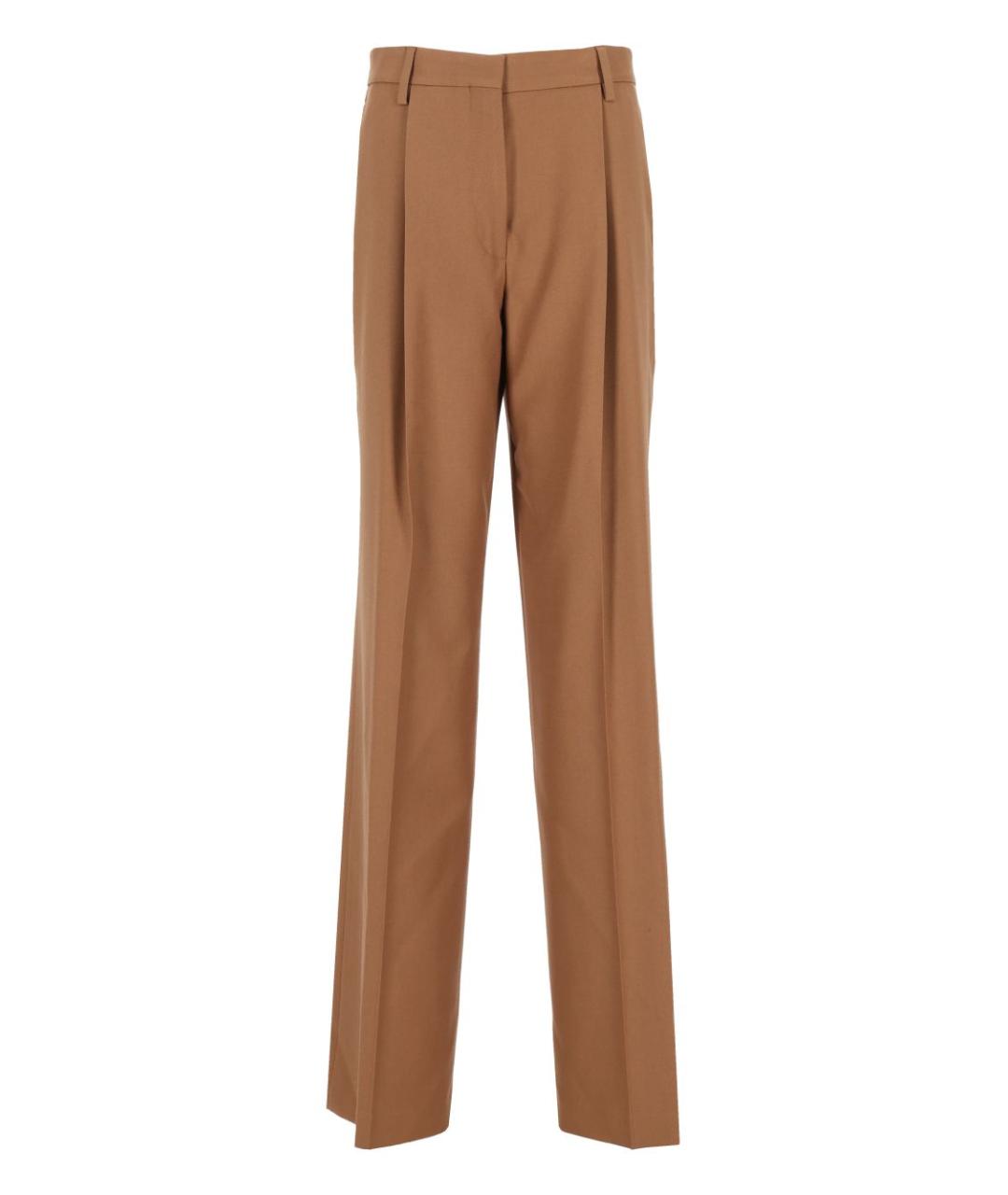 DRIES VAN NOTEN Коричневые шерстяные прямые брюки, фото 1