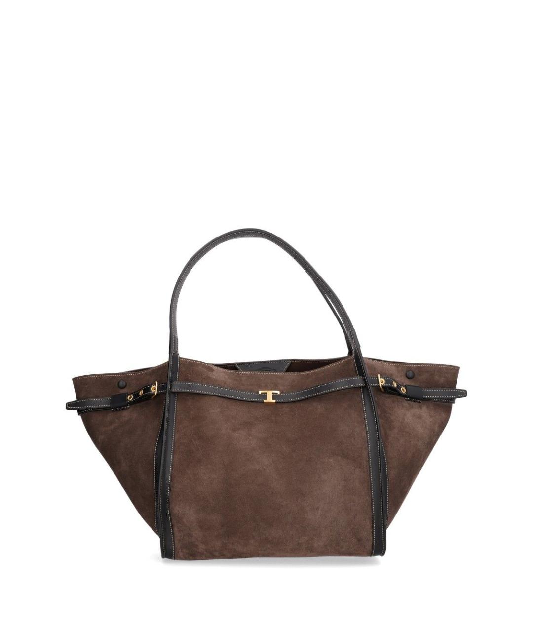 TOD'S Коричневая замшевая сумка с короткими ручками, фото 1