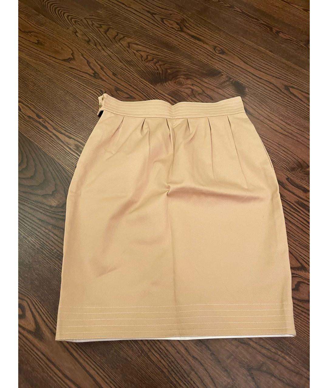 FENDI Бежевая хлопковая юбка миди, фото 6