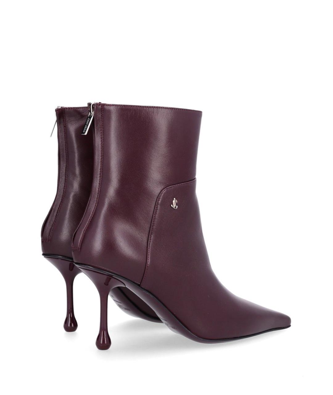 JIMMY CHOO Бордовые кожаные ботильоны, фото 3