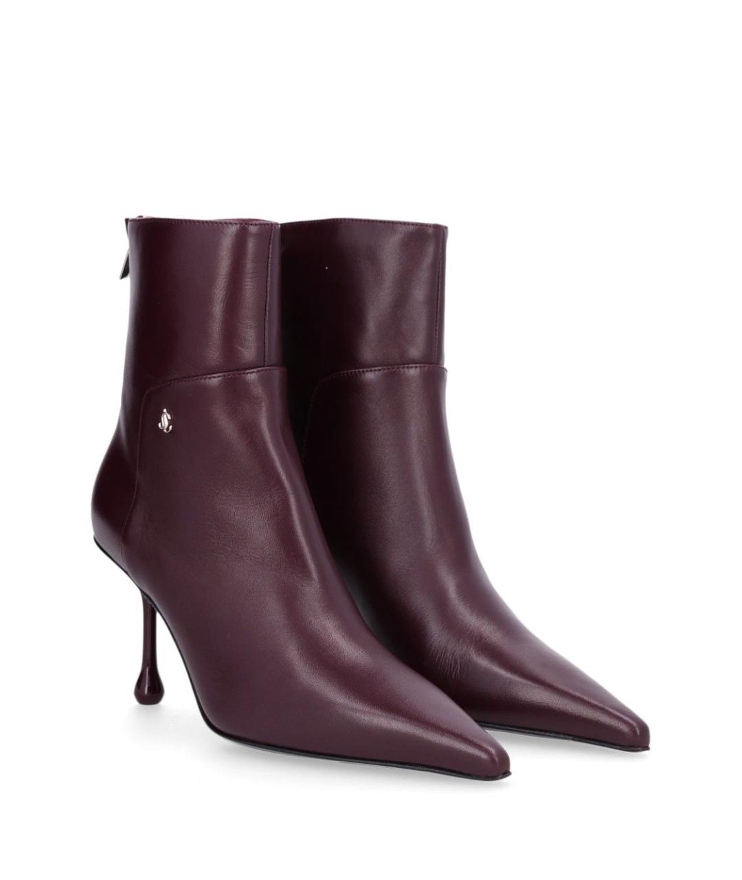 JIMMY CHOO Бордовые кожаные ботильоны, фото 2