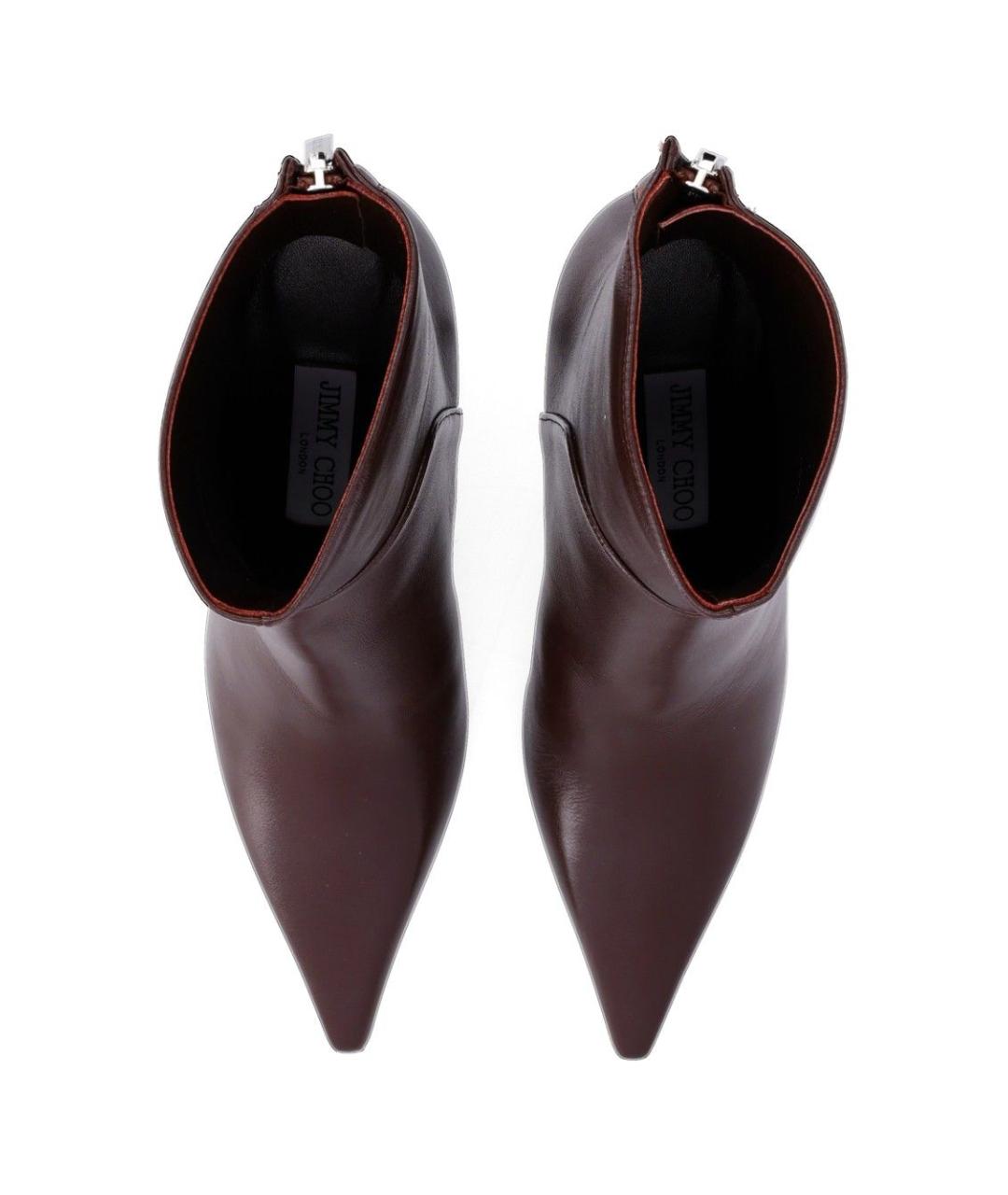 JIMMY CHOO Бордовые кожаные ботильоны, фото 4