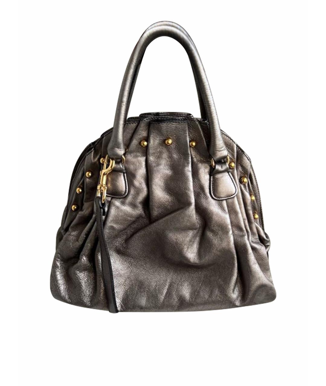 VALENTINO Серебряная кожаная сумка с короткими ручками, фото 1
