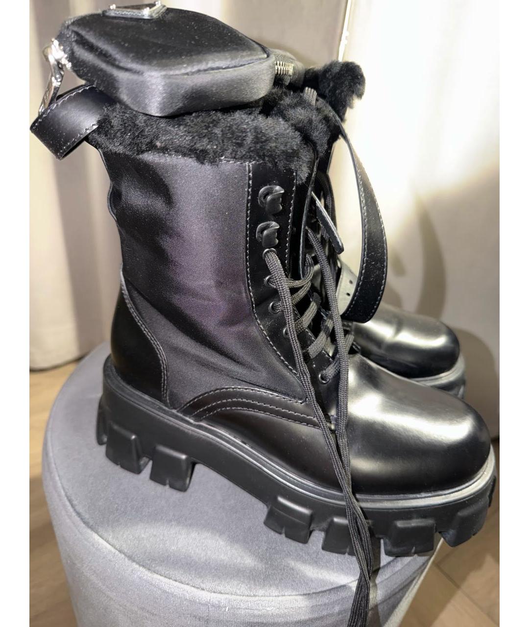PRADA Черные кожаные ботинки, фото 2