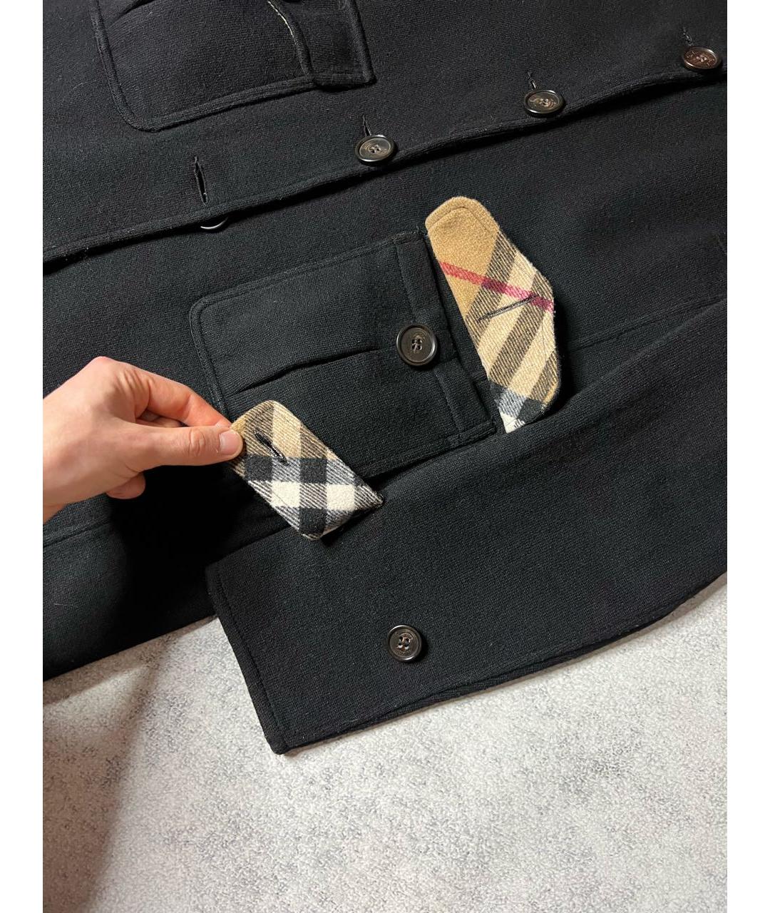 BURBERRY Черное шерстяное пальто, фото 8