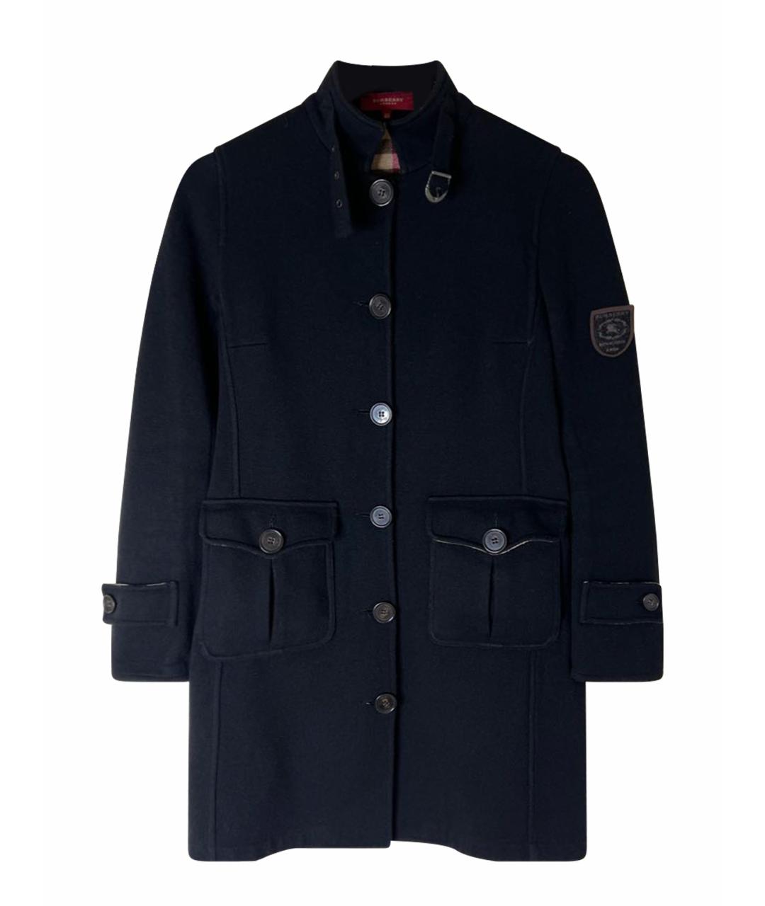 BURBERRY Черное шерстяное пальто, фото 1