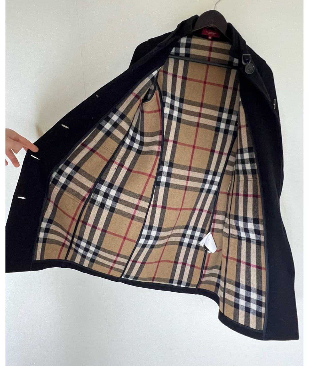 BURBERRY Черное шерстяное пальто, фото 5