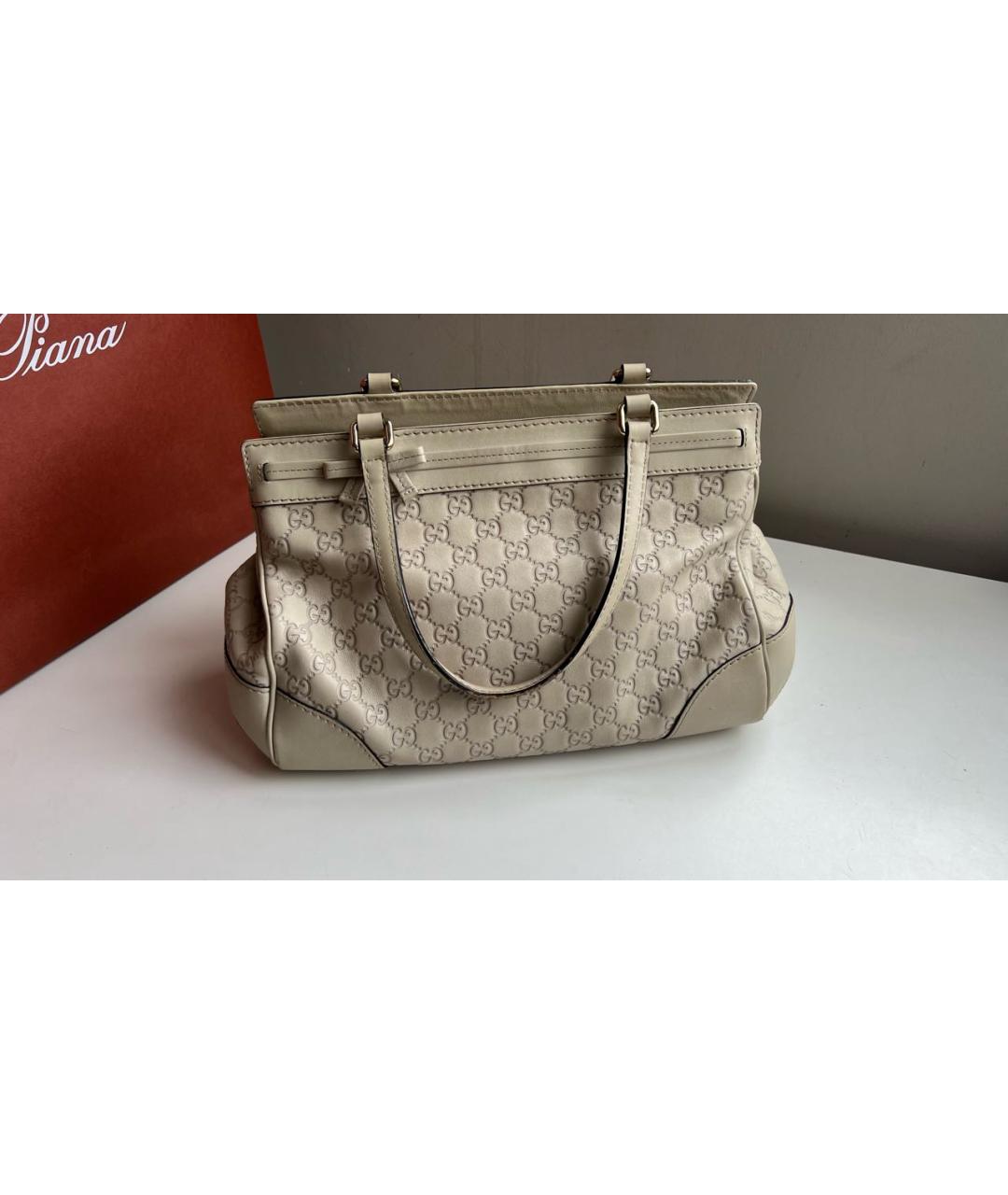 GUCCI Бежевая кожаная сумка через плечо, фото 9
