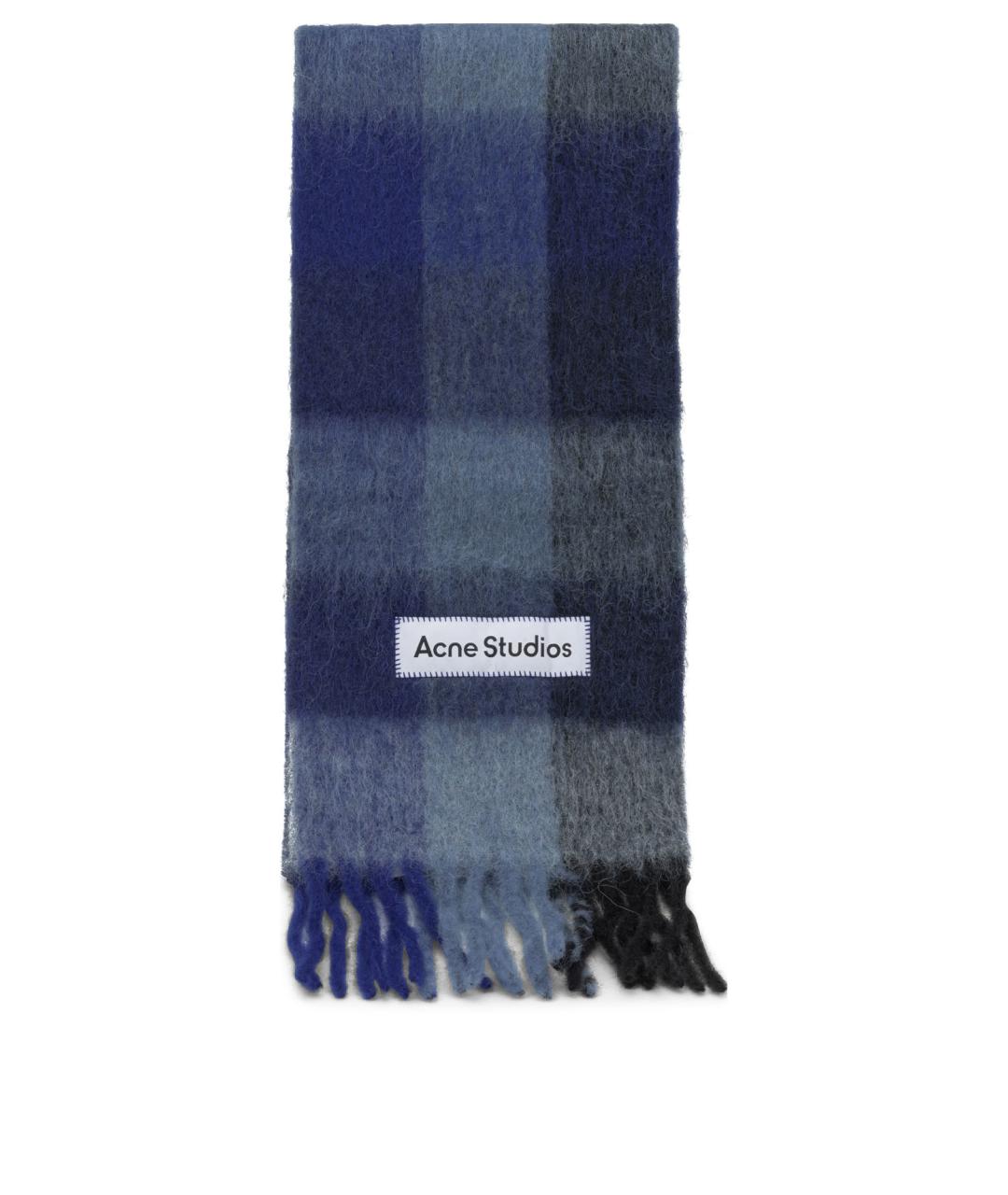 ACNE STUDIOS Синий шерстяной шарф, фото 1
