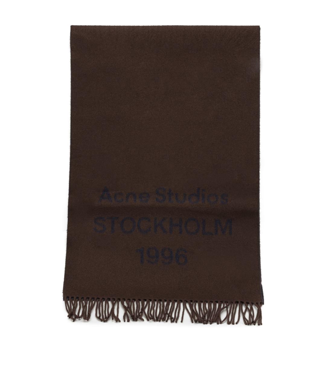 ACNE STUDIOS Коричневый шерстяной шарф, фото 1