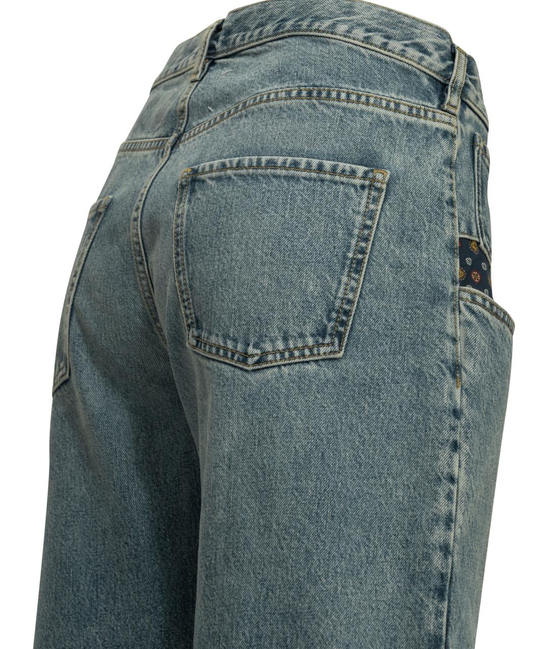MAISON MARGIELA Голубые хлопковые прямые джинсы, фото 4