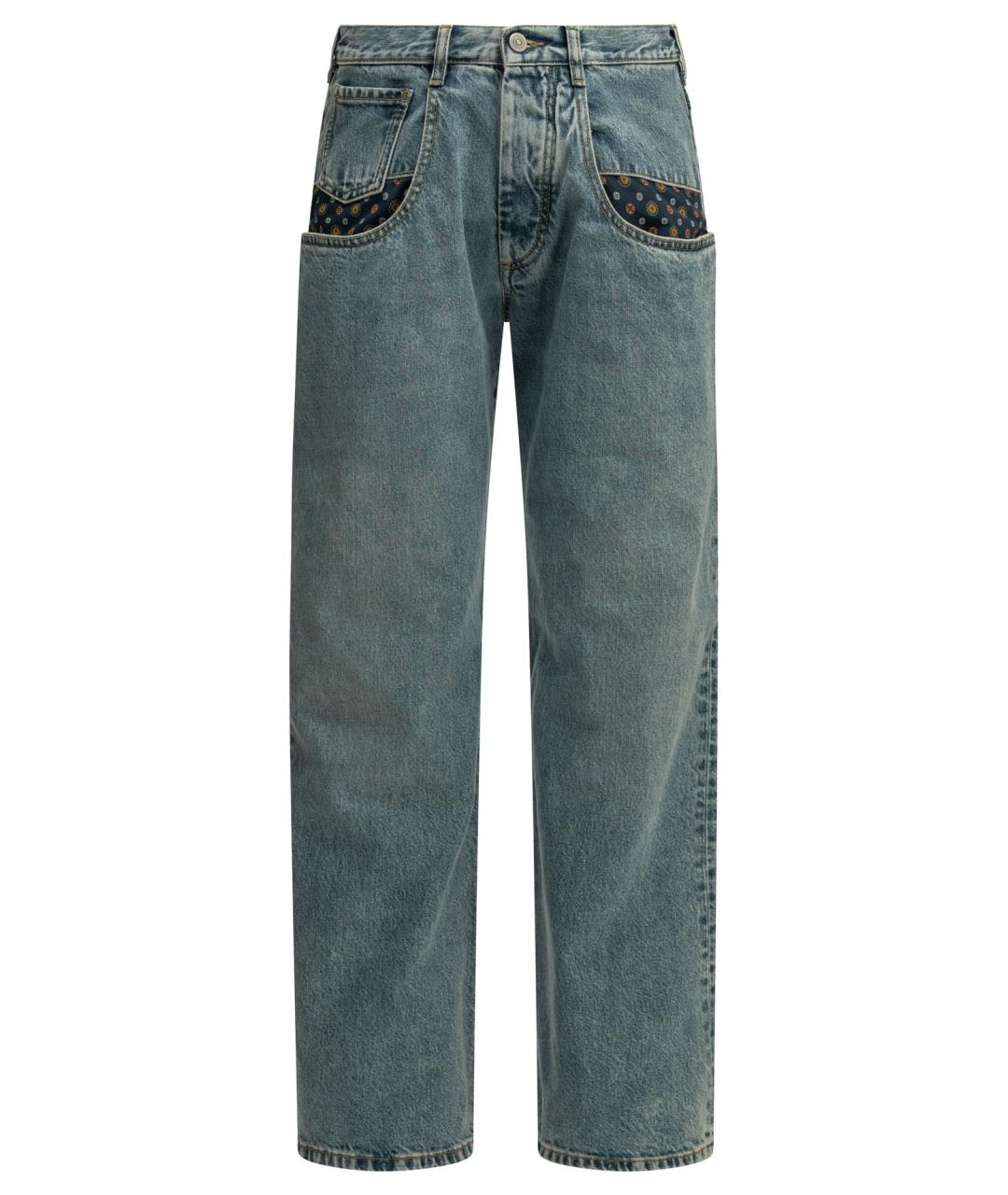 MAISON MARGIELA Голубые хлопковые прямые джинсы, фото 1