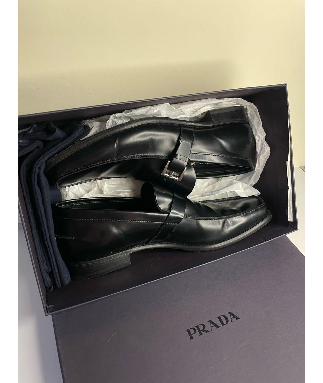 PRADA Черные кожаные лоферы, фото 5