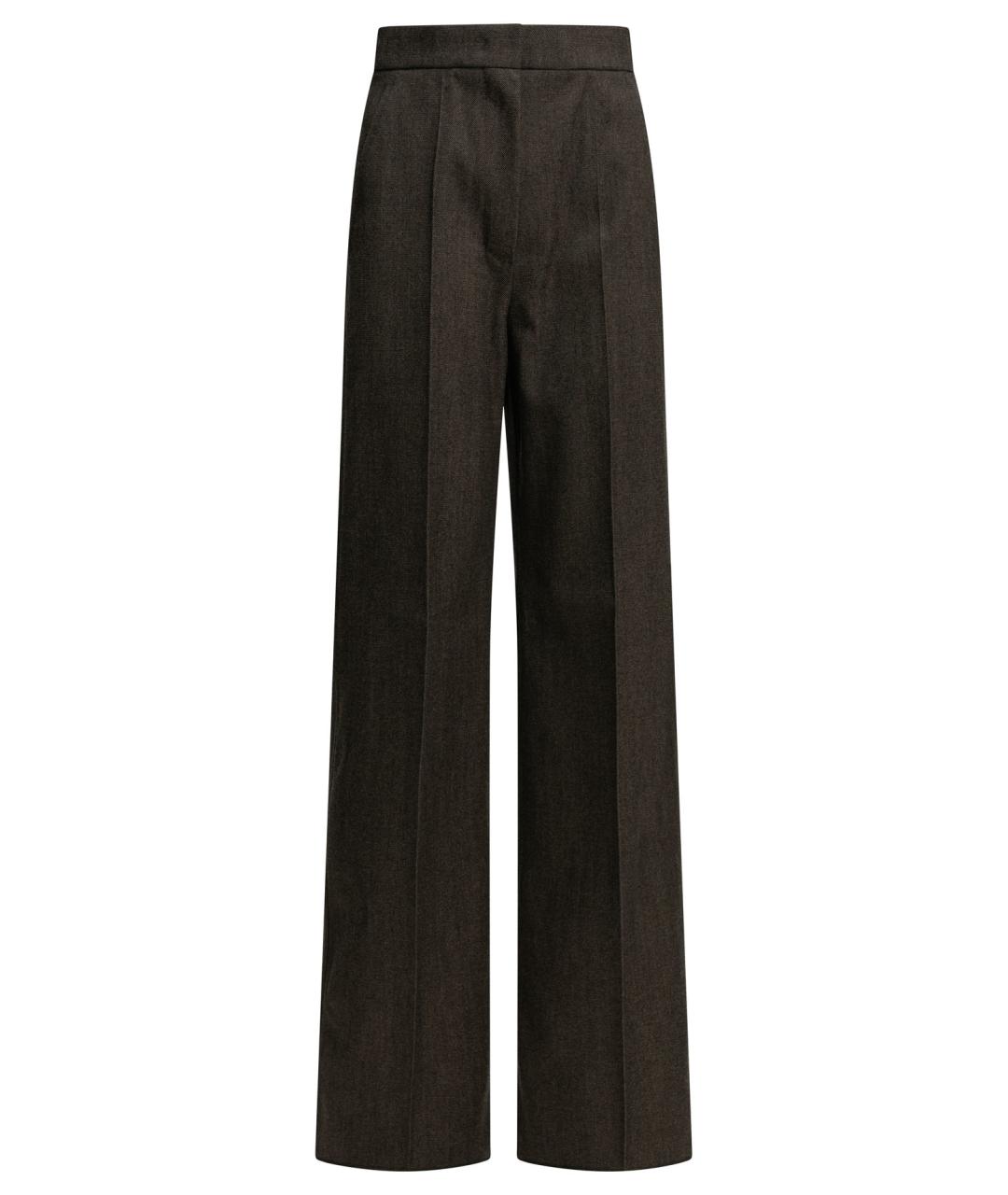 MAX MARA Коричневые шерстяные прямые брюки, фото 1