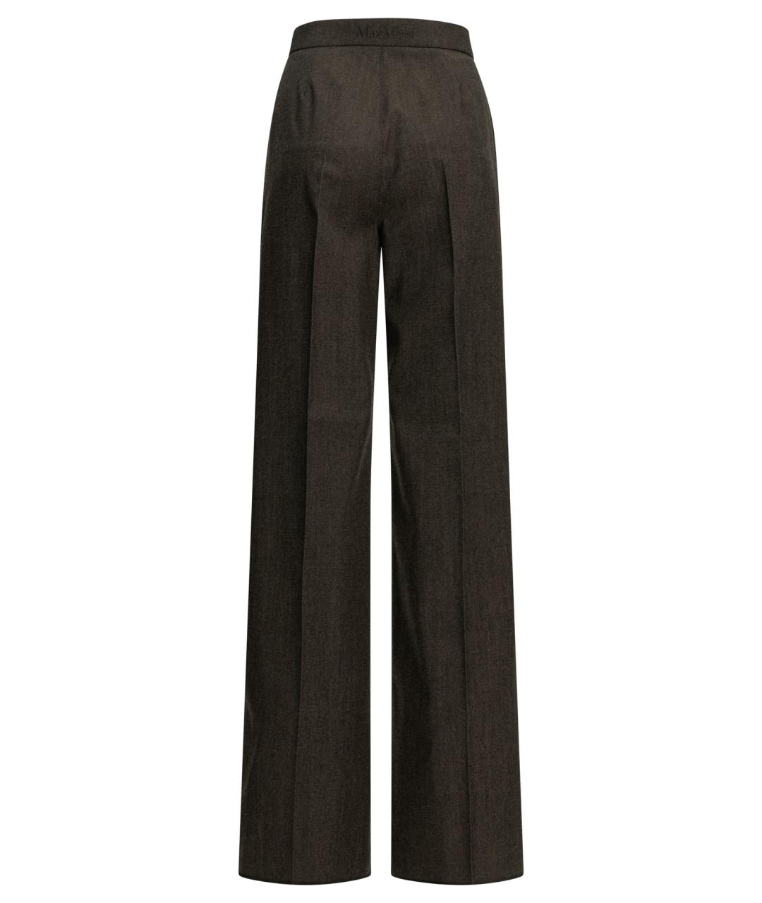 MAX MARA Коричневые шерстяные прямые брюки, фото 2
