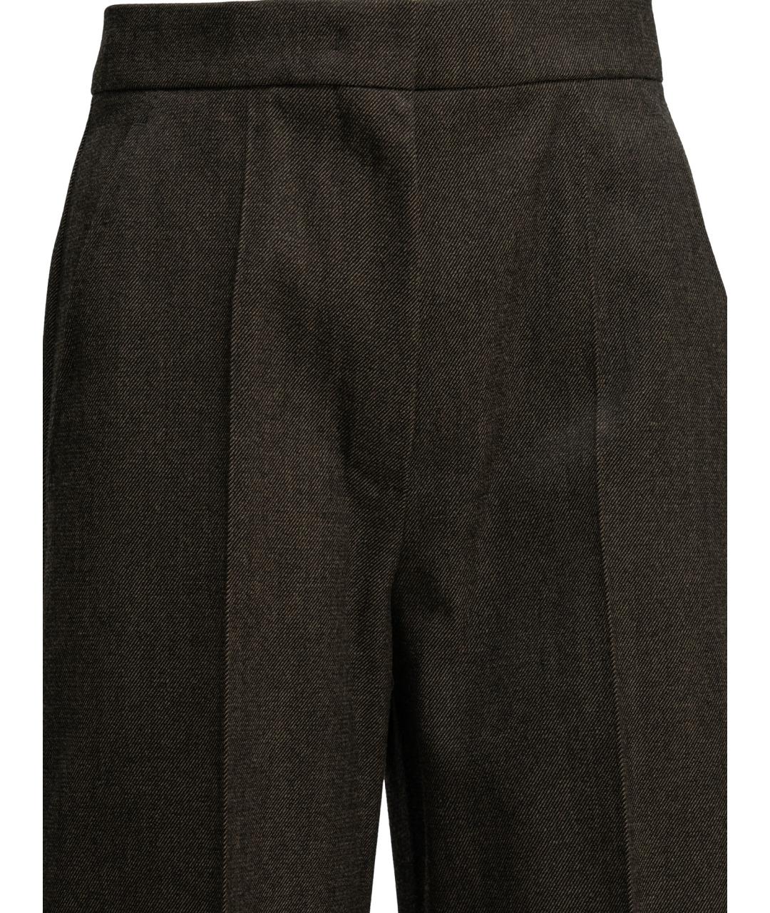 MAX MARA Коричневые шерстяные прямые брюки, фото 3
