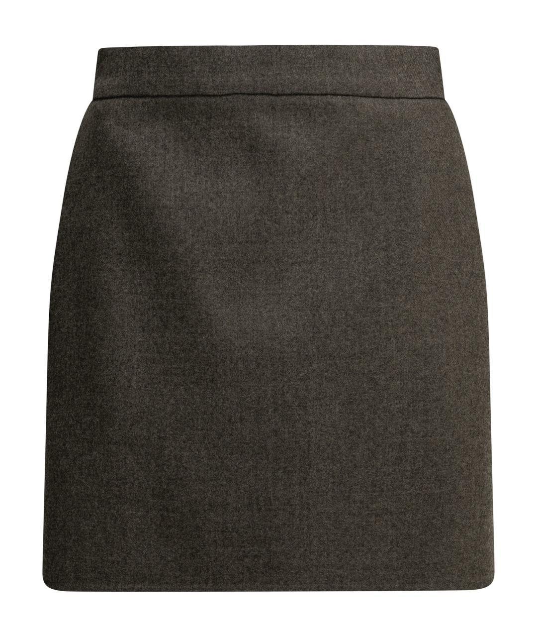 MAX MARA Серая шерстяная юбка мини, фото 1