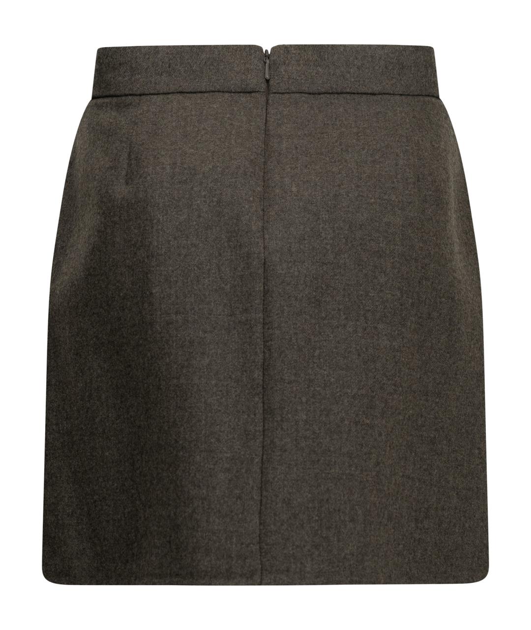 MAX MARA Серая шерстяная юбка мини, фото 2