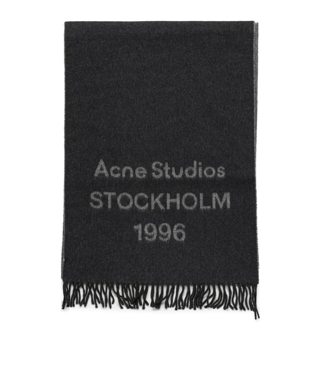 ACNE STUDIOS Черный шерстяной шарф, фото 1