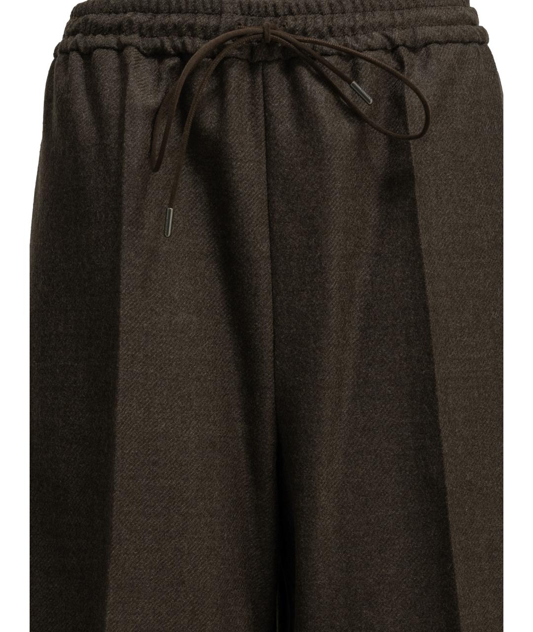 MAX MARA Коричневые шерстяные прямые брюки, фото 3