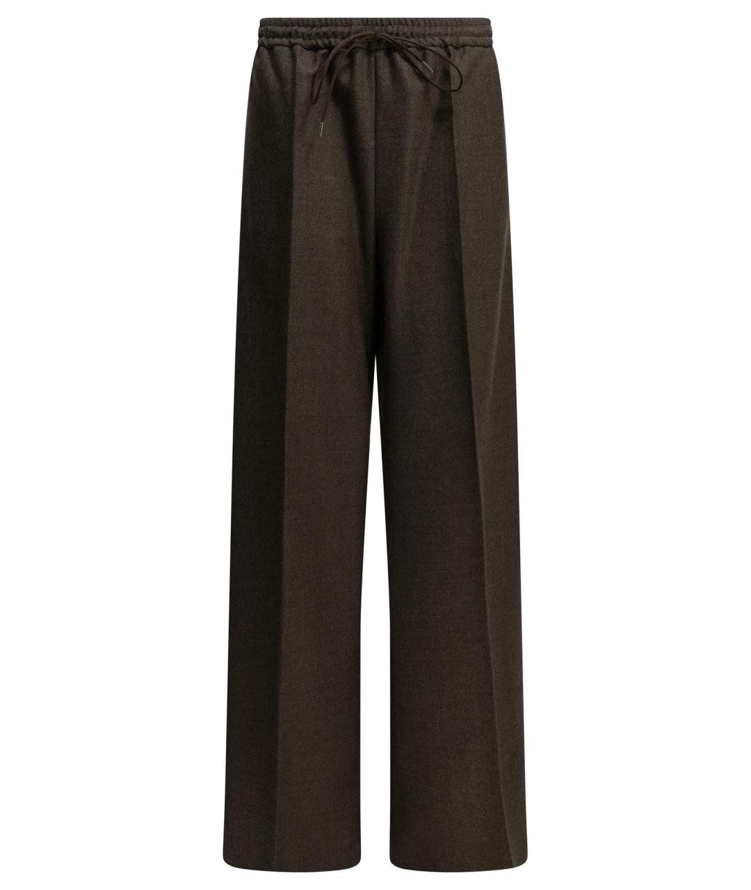 MAX MARA Коричневые шерстяные прямые брюки, фото 1