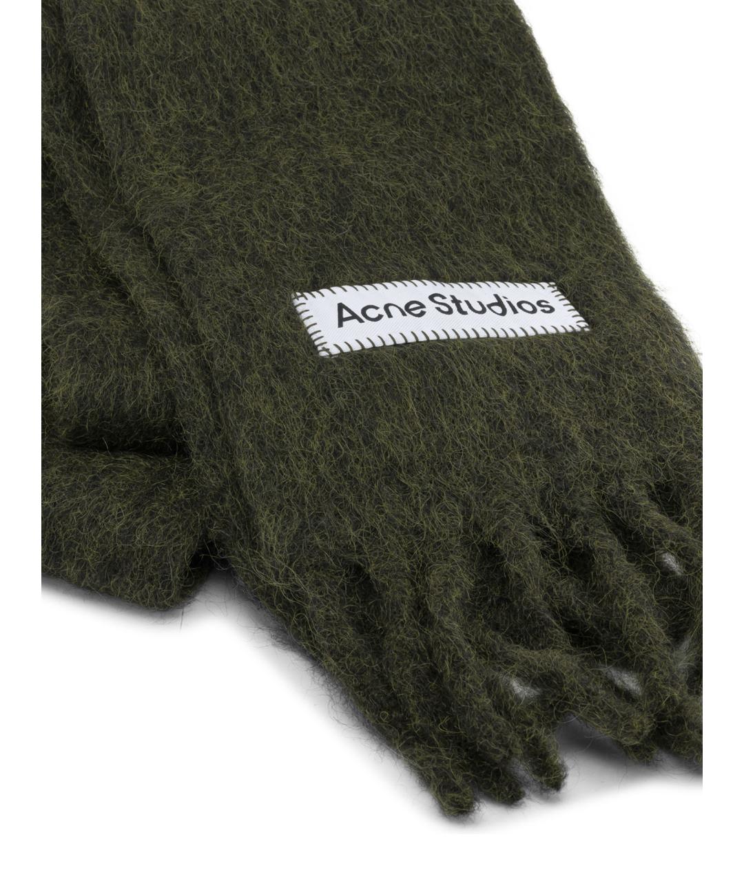 ACNE STUDIOS Зеленый шерстяной шарф, фото 2
