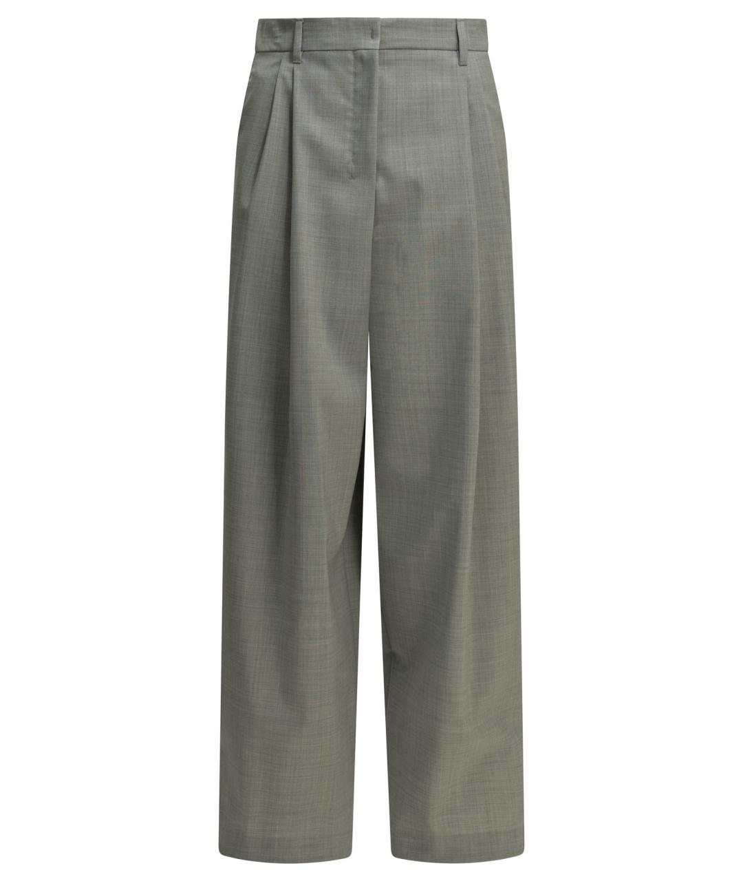 'S MAX MARA Серые шерстяные прямые брюки, фото 1