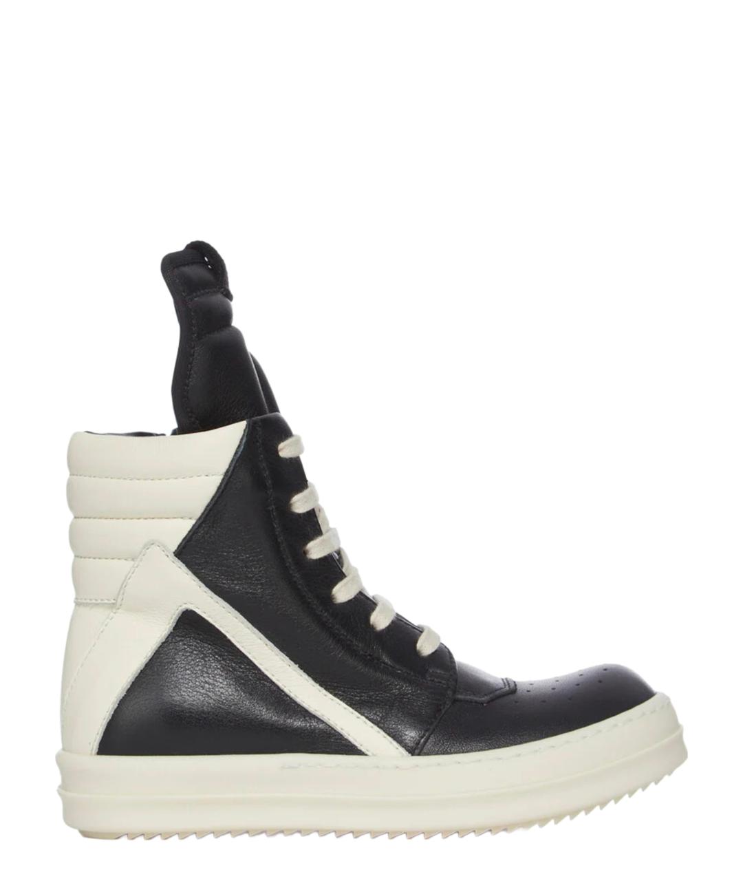 RICK OWENS Черные кожаные кеды, фото 1