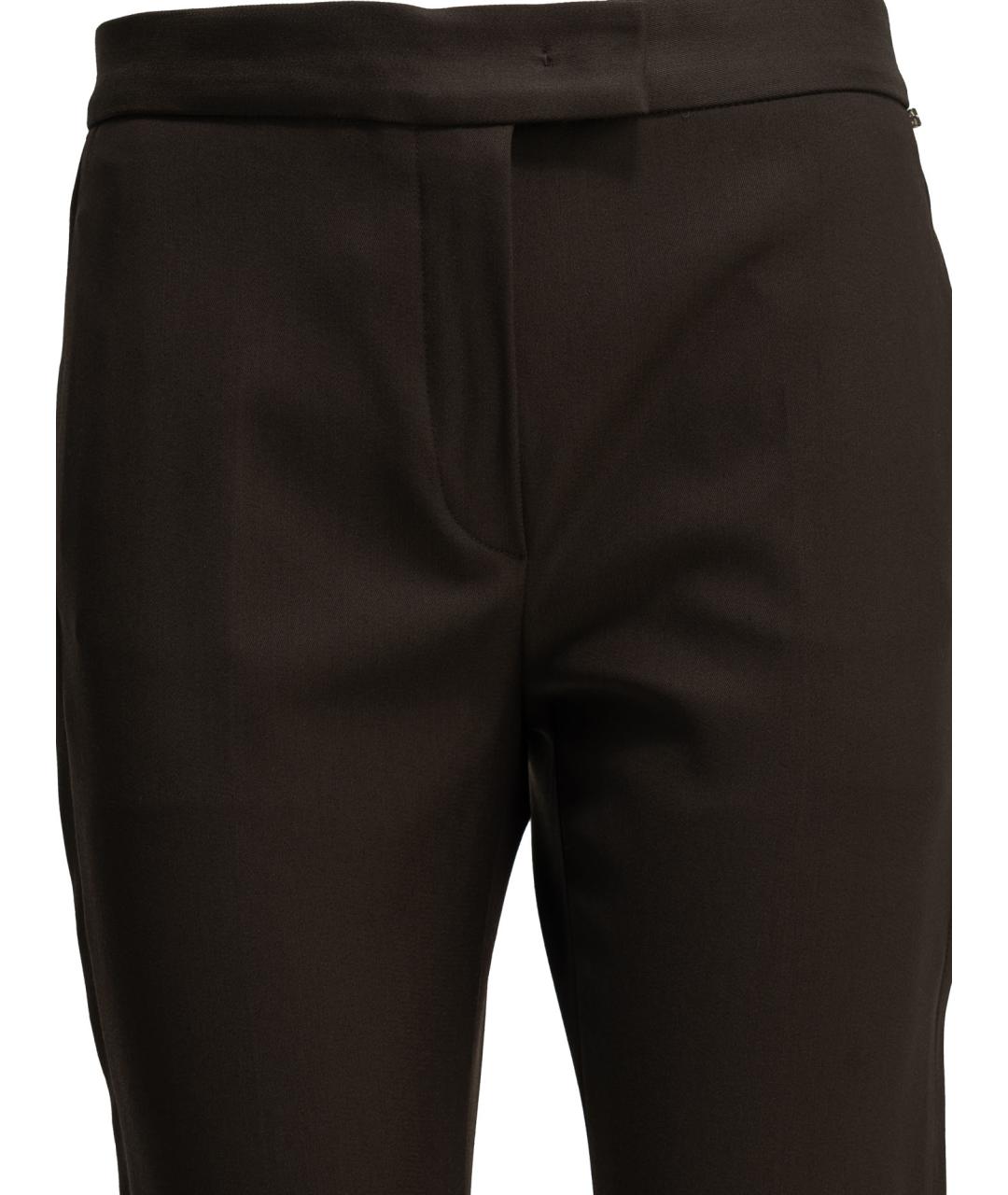 SPORTMAX Коричневые шерстяные прямые брюки, фото 3
