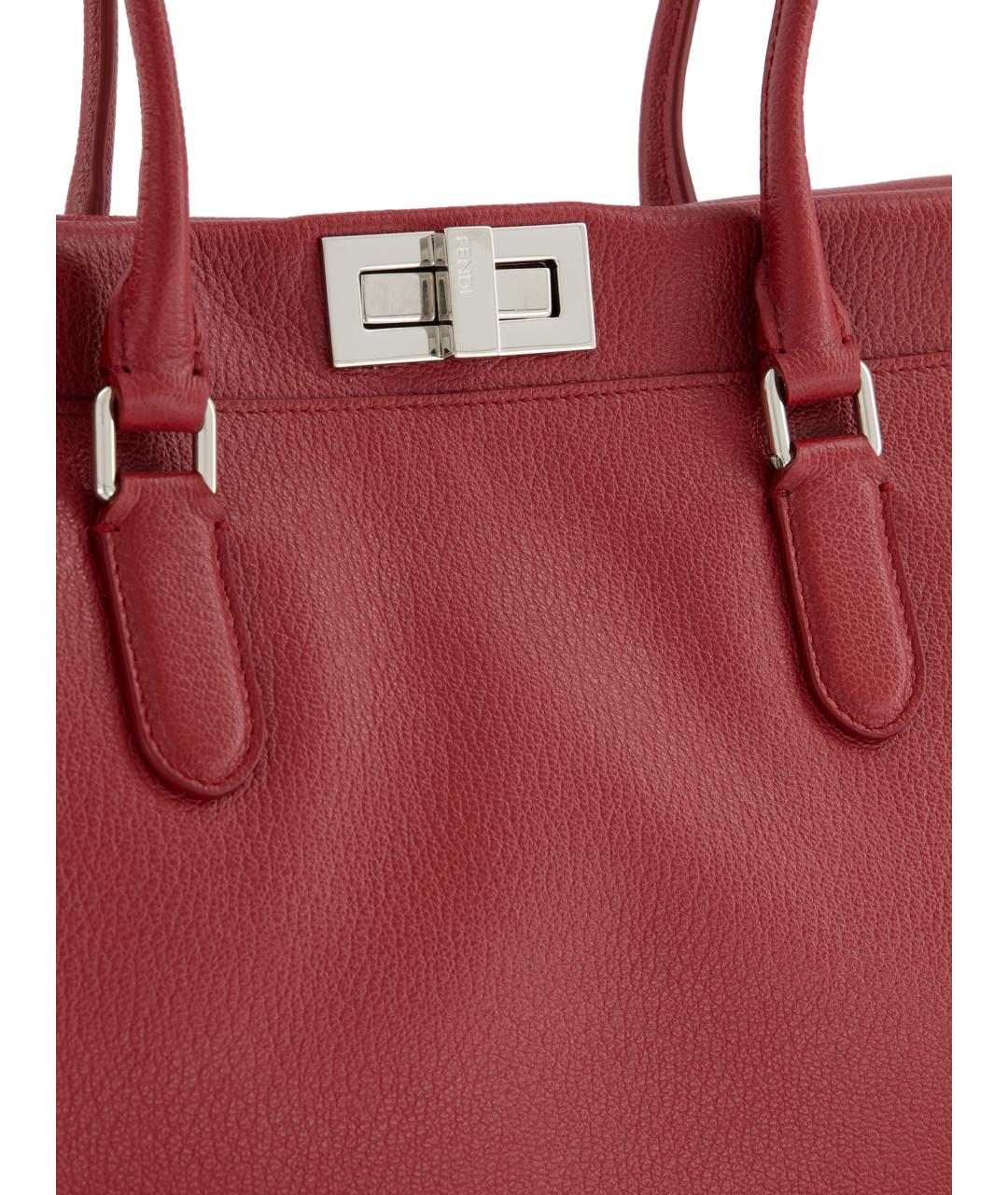 FENDI Красная кожаная сумка тоут, фото 4
