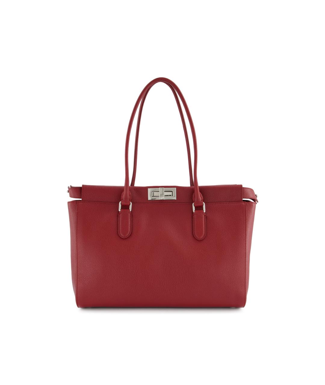 FENDI Красная кожаная сумка тоут, фото 5