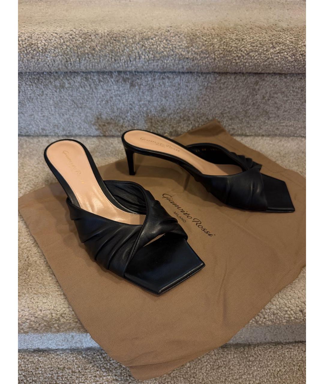 GIANVITO ROSSI Черные кожаные мюли, фото 2