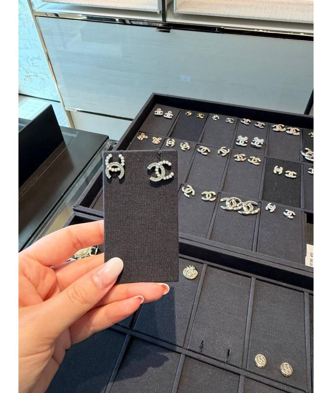 CHANEL Серебряные металлические серьги, фото 5